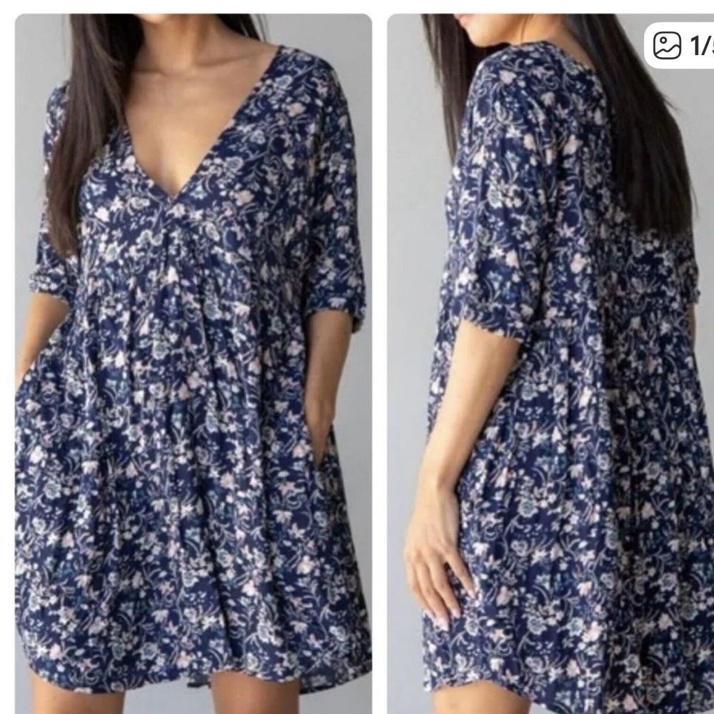 NATURAL LIFE Navy Floral Mini Dress